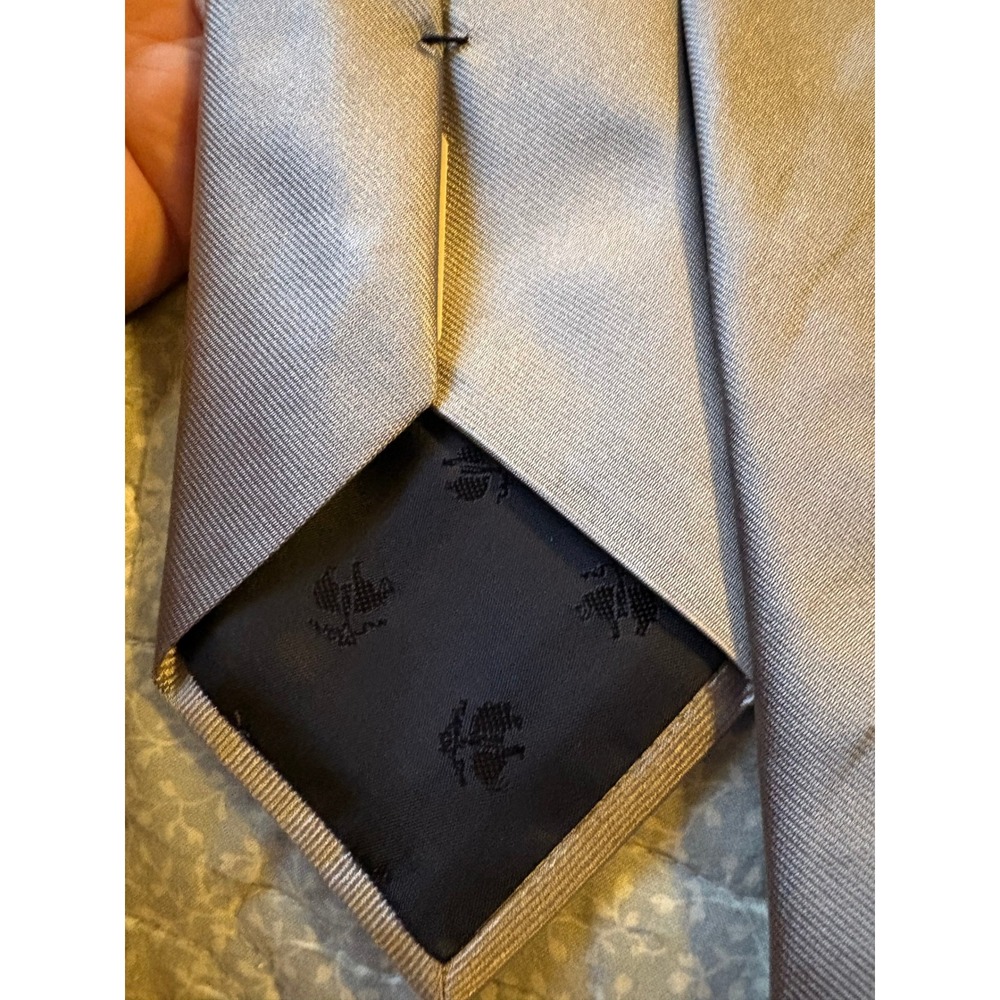 Brooks Brothers Necktie Mens OS Silver Gray Solid Silk Ribbed USA Made NEW - Picture 4 of 5